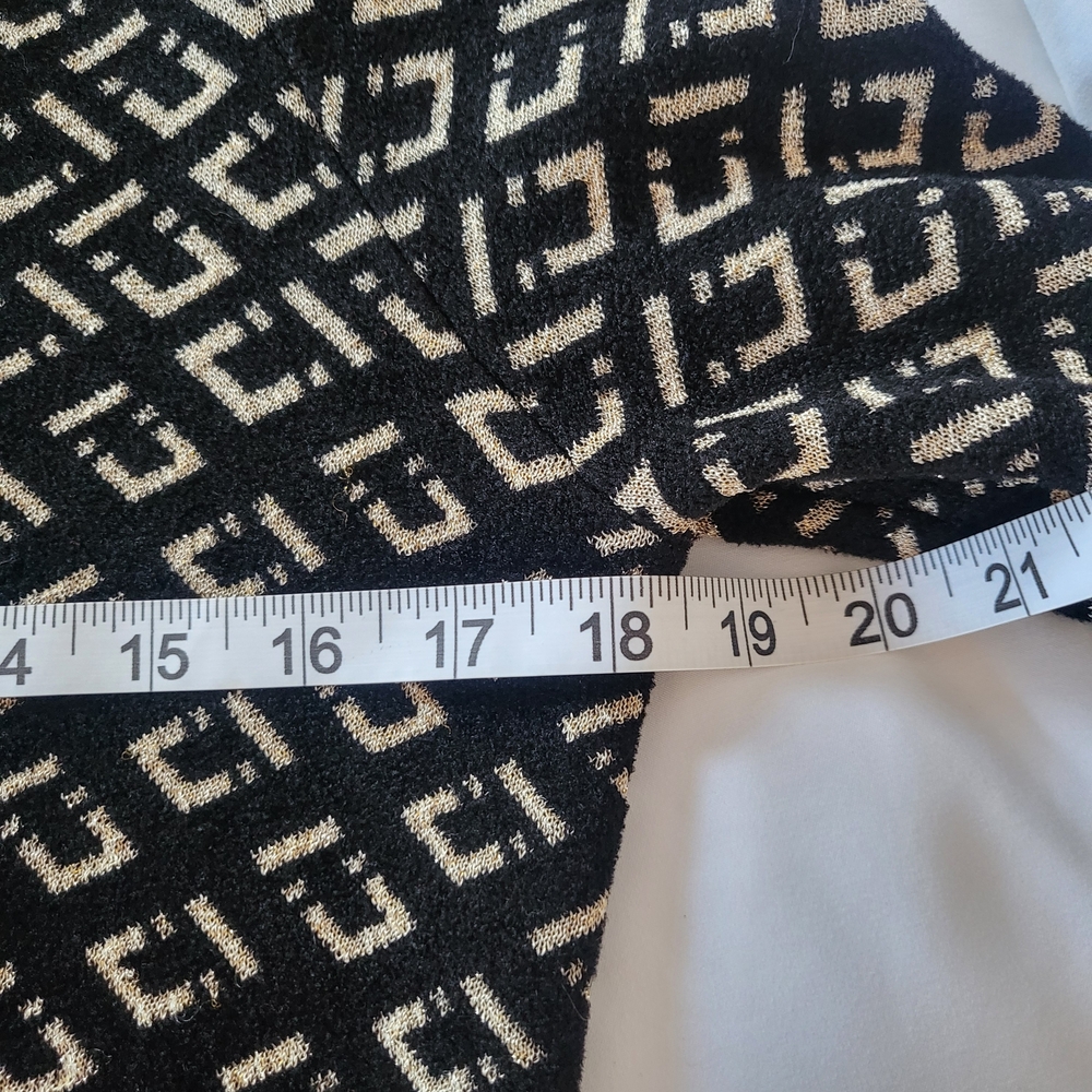 Diane von Furstenberg Duffy Collared V Neck Sweater Black Metallic Geometric Sm - Picture 8 of 12